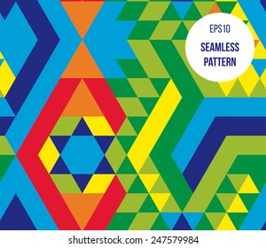 Colorful geometric pattern of triangles in a felt-style