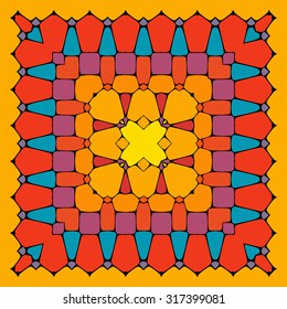 Colorful geometric pattern, vector illustration. Yellow, orange, blue colors. 