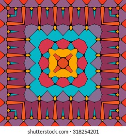 Colorful geometric pattern, vector illustration. Blue, purple, orange colors. 
