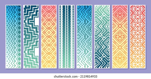 colección de tarjetas verticales de patrones geométricos coloridos