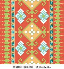 A Colorful geometric pattern with vibrant shapes and intricate designs