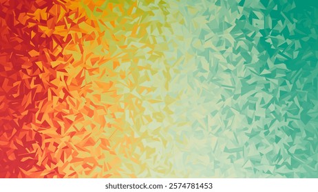 Colorful geometric pattern with vibrant triangular shapes blending fresh tones of summer warmth vibes. Geometric artwork inspired by spring and summer vivid colors. Natural beauty and peaceful harmony