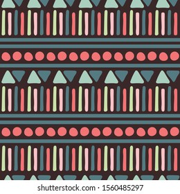 colorful geometric pattern which was inspired by egyptian art. simple geometric shapes on black background.