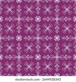 Colorful geometric pattern with white motifs.
