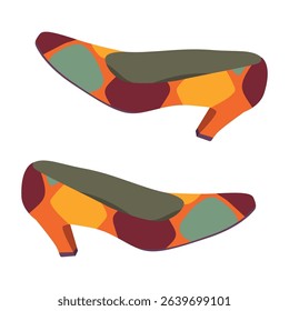 Colorful Geometric Patterned Shoes Isolated Vector Illustration. Perfect for fashion design, textile prints, or creative projects.