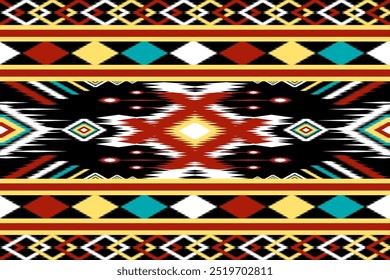 Patrones geométricos coloridos de tela ikat, con motivos tribales étnicos, patrones de tejido tradicionales con un giro moderno, perfecto para la impresión de la tela, fondos digitales, textiles de moda