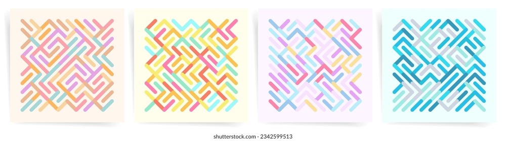 Colorful Geometric Patterns Set. Retro Vector Collection for Covers and Posters.