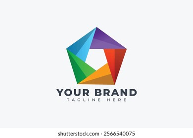 Colorful Geometric Pentagon Logo Design Element