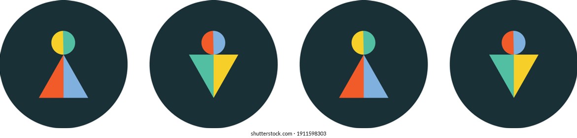 Colorful Geometric People Icons. Wc