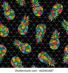 Colorful geometric pineapple seamless pattern background