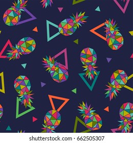 Colorful geometric pineapple seamless pattern background