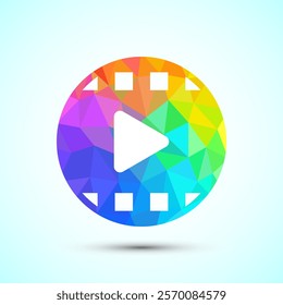 Colorful Geometric Play Button Icon Vector Graphic for Multimedia and Design Projects
