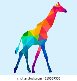 Colorful geometric polygon giraffe. Vector illustration