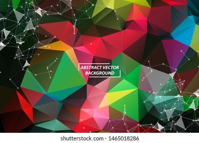 Molécula de fondo geométrica y poligonal colorida y comunicación. Líneas conectadas con puntos. Fondo minimalista. Concepto de ciencia, química, biología, medicina, tecnología.