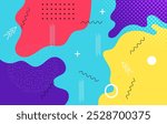 Colorful geometric pop art background with wave pattern. overlay geometric design of trendy Memphis 80s-90s style