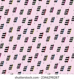 Patrón transparente geométrico colorido aislado sobre fondo rosa 