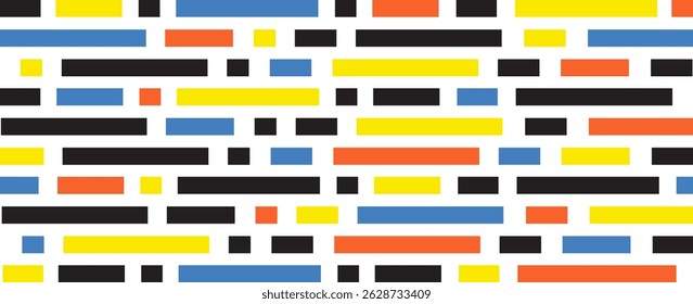 Colorful geometric poster. Checkered with colored geometric shapes. Modern abstract promotional flyer background vector illustration. Geometric poster template, neo brochure pattern. vector