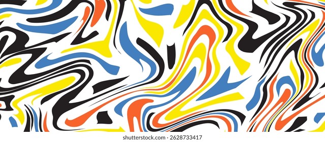 Colorful geometric poster. Checkered with colored geometric shapes. Modern abstract promotional flyer background vector illustration. Geometric poster template, neo brochure pattern. vector