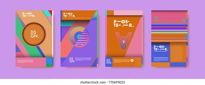 Colorful geometric poster and cover design. Minimal geometric pattern gradients backgrounds. Eps10 vector.