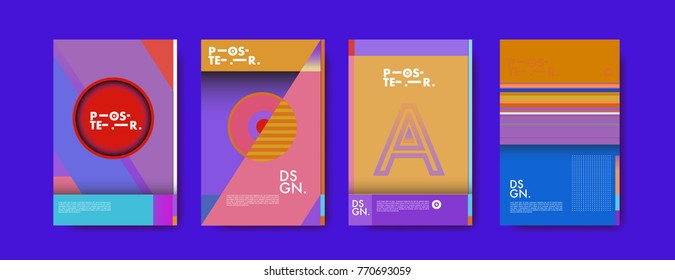 Colorful geometric poster and cover design. Minimal geometric pattern gradients backgrounds. Eps10 vector.