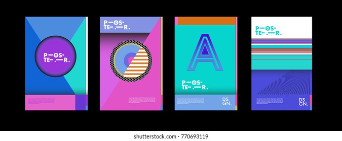 Colorful geometric poster and cover design. Minimal geometric pattern gradients backgrounds. Eps10 vector.