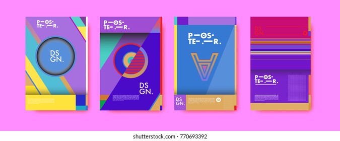 Colorful geometric poster and cover design. Minimal geometric pattern gradients backgrounds. Eps10 vector.