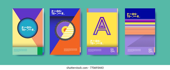 Colorful geometric poster and cover design. Minimal geometric pattern gradients backgrounds. Eps10 vector.