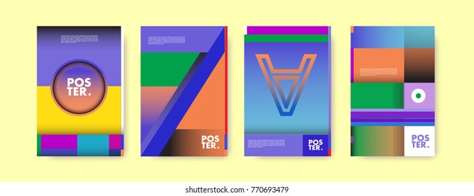 Colorful geometric poster and cover design. Minimal geometric pattern gradients backgrounds. Eps10 vector.