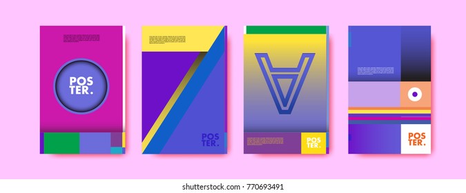 Colorful geometric poster and cover design. Minimal geometric pattern gradients backgrounds. Eps10 vector.
