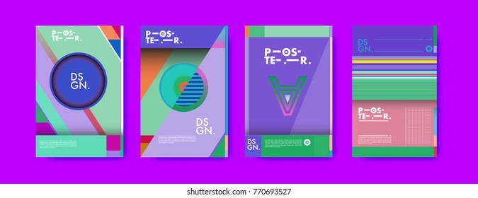 Colorful geometric poster and cover design. Minimal geometric pattern gradients backgrounds. Eps10 vector.