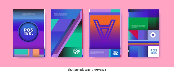 Colorful geometric poster and cover design. Minimal geometric pattern gradients backgrounds. Eps10 vector.