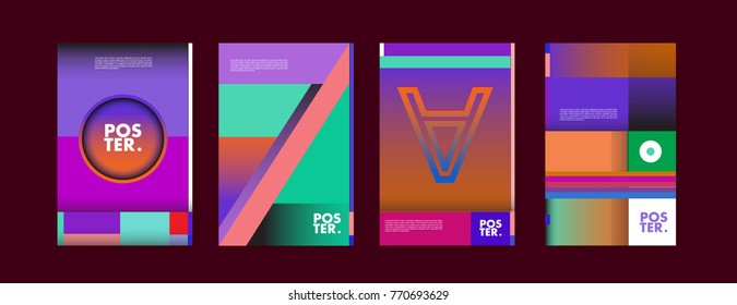 Colorful geometric poster and cover design. Minimal geometric pattern gradients backgrounds. Eps10 vector.