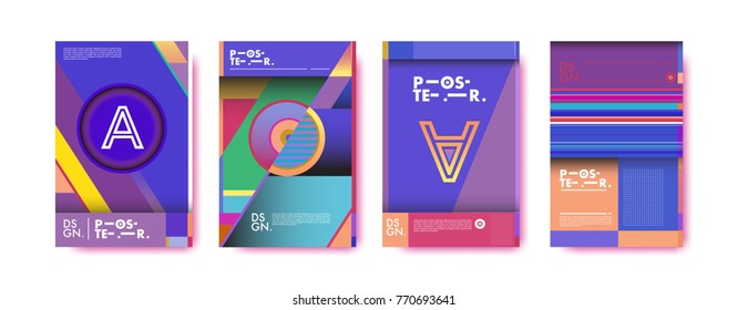 Colorful geometric poster and cover design. Minimal geometric pattern gradients backgrounds. Eps10 vector.