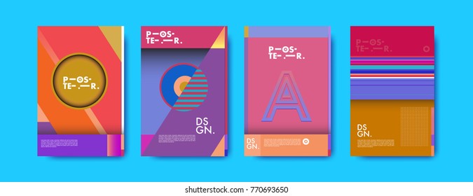 Colorful geometric poster and cover design. Minimal geometric pattern gradients backgrounds. Eps10 vector.