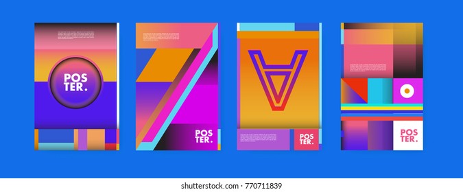 Colorful geometric poster and cover design. Minimal geometric pattern gradients backgrounds. Eps10 vector.