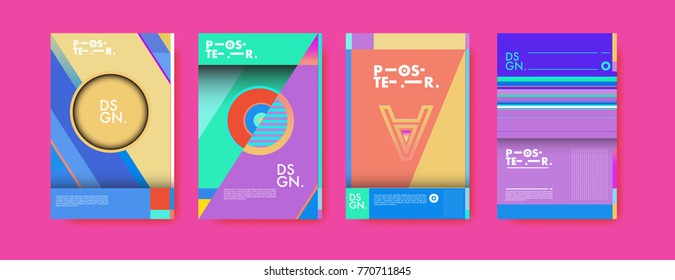 Colorful geometric poster and cover design. Minimal geometric pattern gradients backgrounds. Eps10 vector.