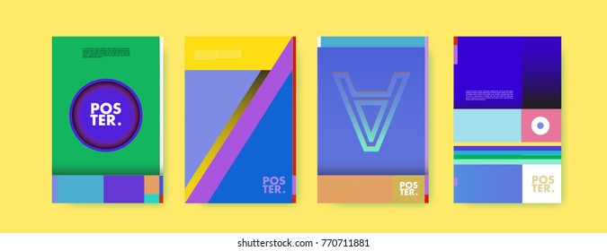Colorful geometric poster and cover design. Minimal geometric pattern gradients backgrounds. Eps10 vector.