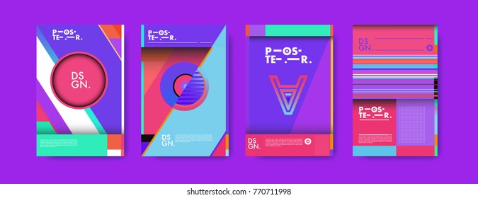 Colorful geometric poster and cover design. Minimal geometric pattern gradients backgrounds. Eps10 vector.