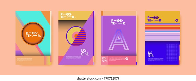 Colorful geometric poster and cover design. Minimal geometric pattern gradients backgrounds. Eps10 vector.