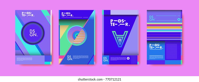 Colorful geometric poster and cover design. Minimal geometric pattern gradients backgrounds. Eps10 vector.
