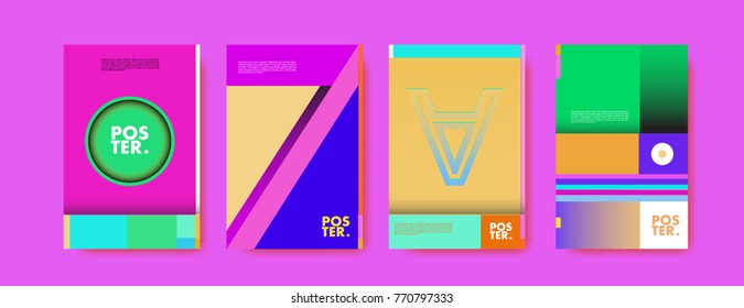 Colorful geometric poster and cover design. Minimal geometric pattern gradients backgrounds. Eps10 vector.