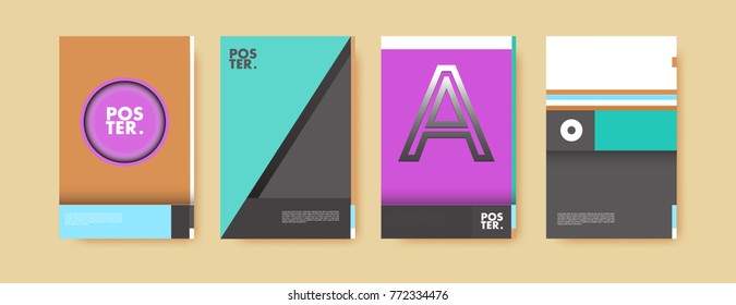 Colorful geometric poster and cover design. Minimal geometric pattern gradients backgrounds. Eps10 vector.