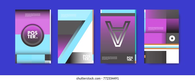 Colorful geometric poster and cover design. Minimal geometric pattern gradients backgrounds. Eps10 vector.