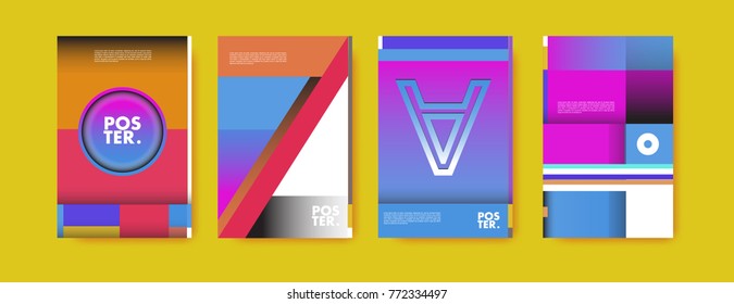 Colorful geometric poster and cover design. Minimal geometric pattern gradients backgrounds. Eps10 vector.