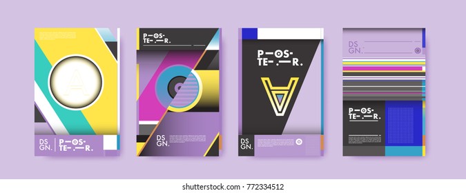 Colorful geometric poster and cover design. Minimal geometric pattern gradients backgrounds. Eps10 vector.