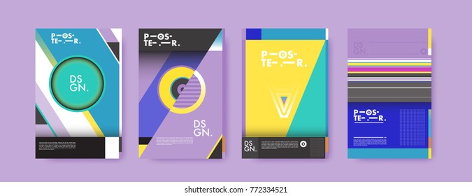 Colorful geometric poster and cover design. Minimal geometric pattern gradients backgrounds. Eps10 vector.