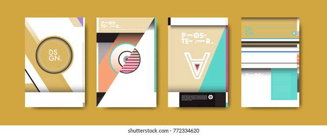 Colorful geometric poster and cover design. Minimal geometric pattern gradients backgrounds. Eps10 vector.