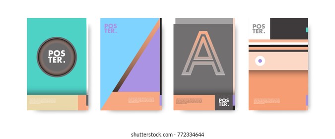 Colorful geometric poster and cover design. Minimal geometric pattern gradients backgrounds. Eps10 vector.