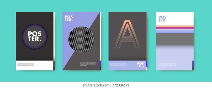 Colorful geometric poster and cover design. Minimal geometric pattern gradients backgrounds. Eps10 vector.