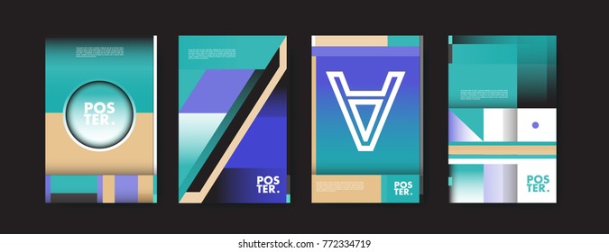 Colorful geometric poster and cover design. Minimal geometric pattern gradients backgrounds. Eps10 vector.